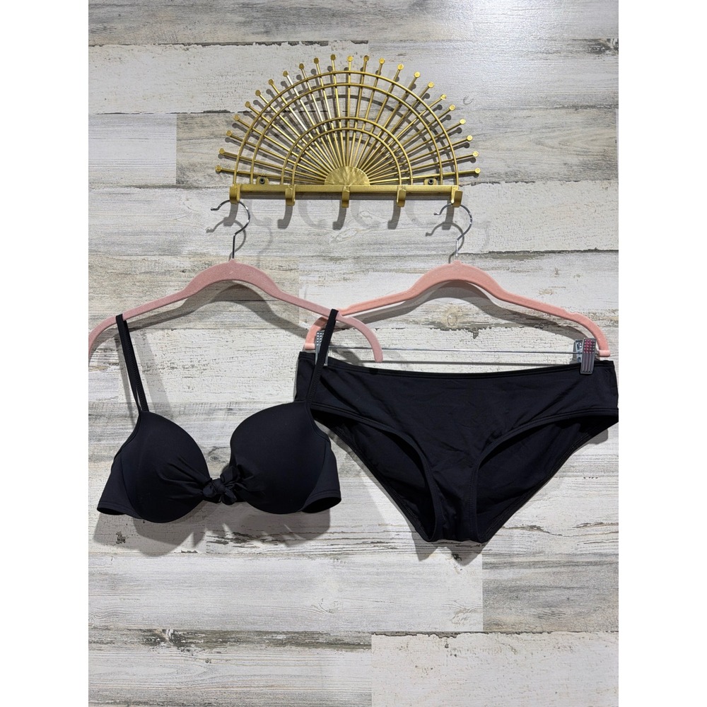 Y2K Gap Body Bikini Set Women 36B/L Black Underwire Hipster 2006 Swim Resort